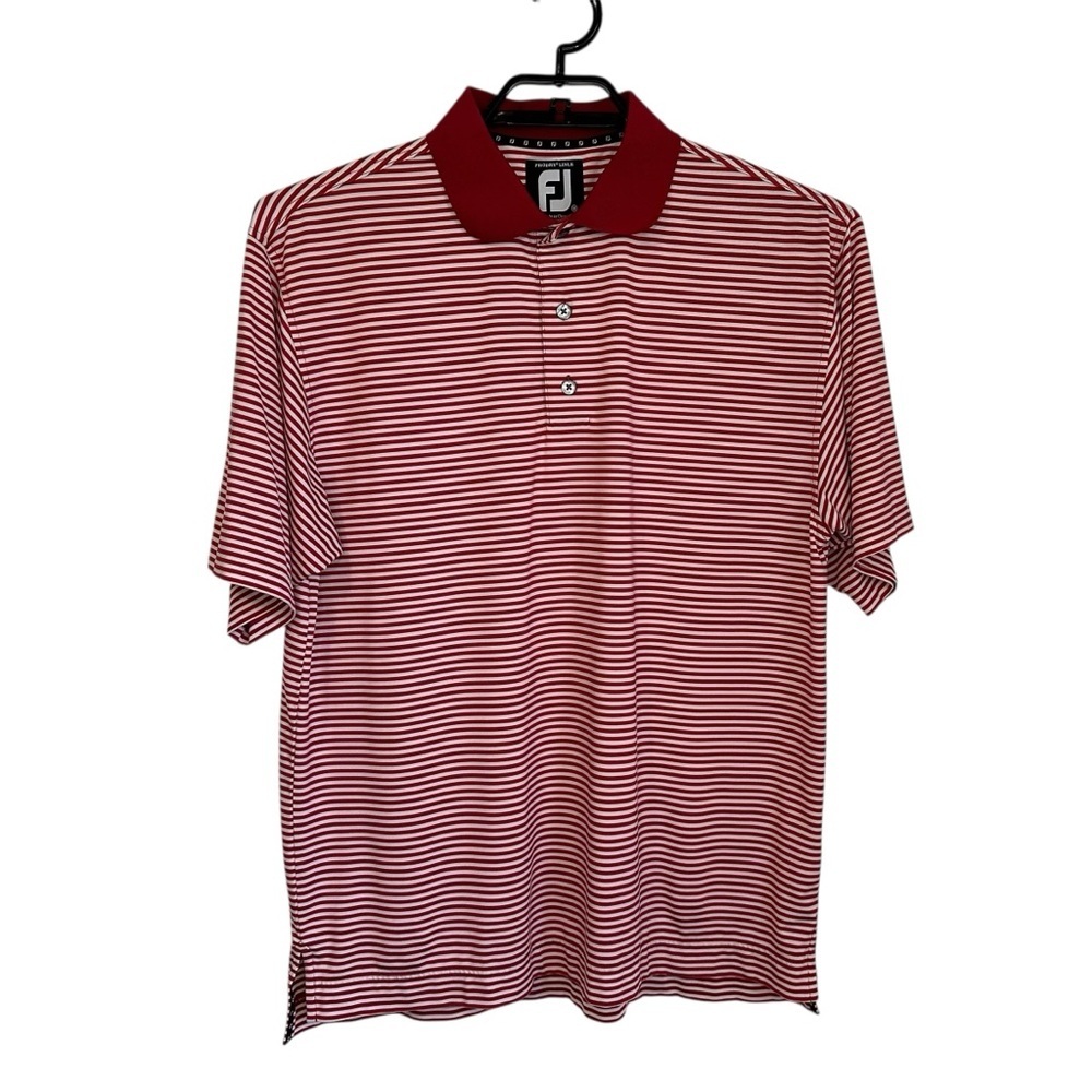 FootJoy FJ Prodry Lisle Mens Striped Short Sleeve Golf Polo Shirt Sz Medium Red